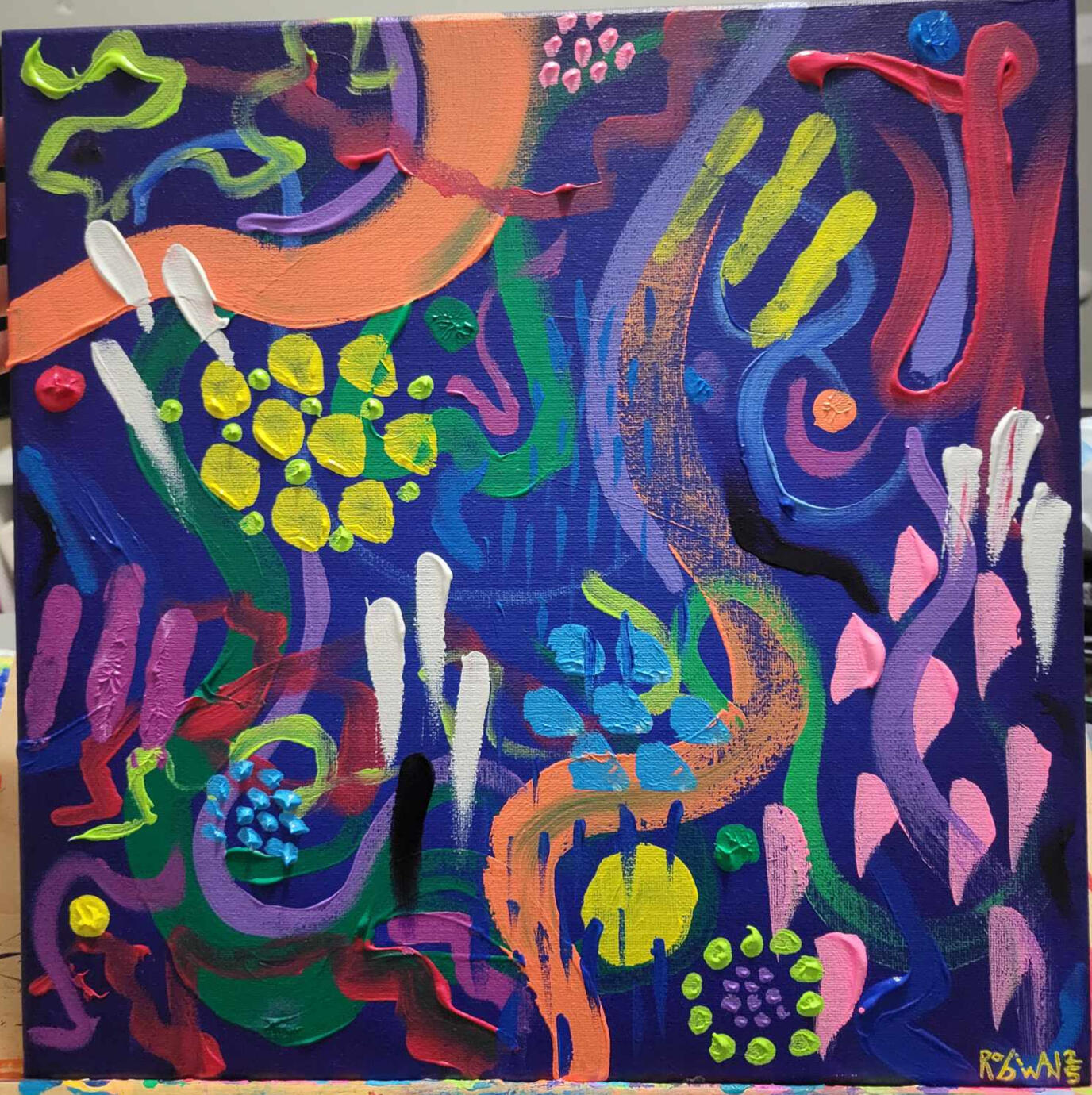 "forgiveness is a winding road," (2025) sequel piece to "Minor Feelings." Featured at the February 2025 Rochester Artist Collaborative gallery at The Yards.