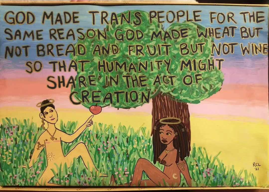 "the act of creation" (2021), inspired by the words of Daniel Mallory Ortberg, and inspired by the art of @teddypaints and @littlestpersimmon